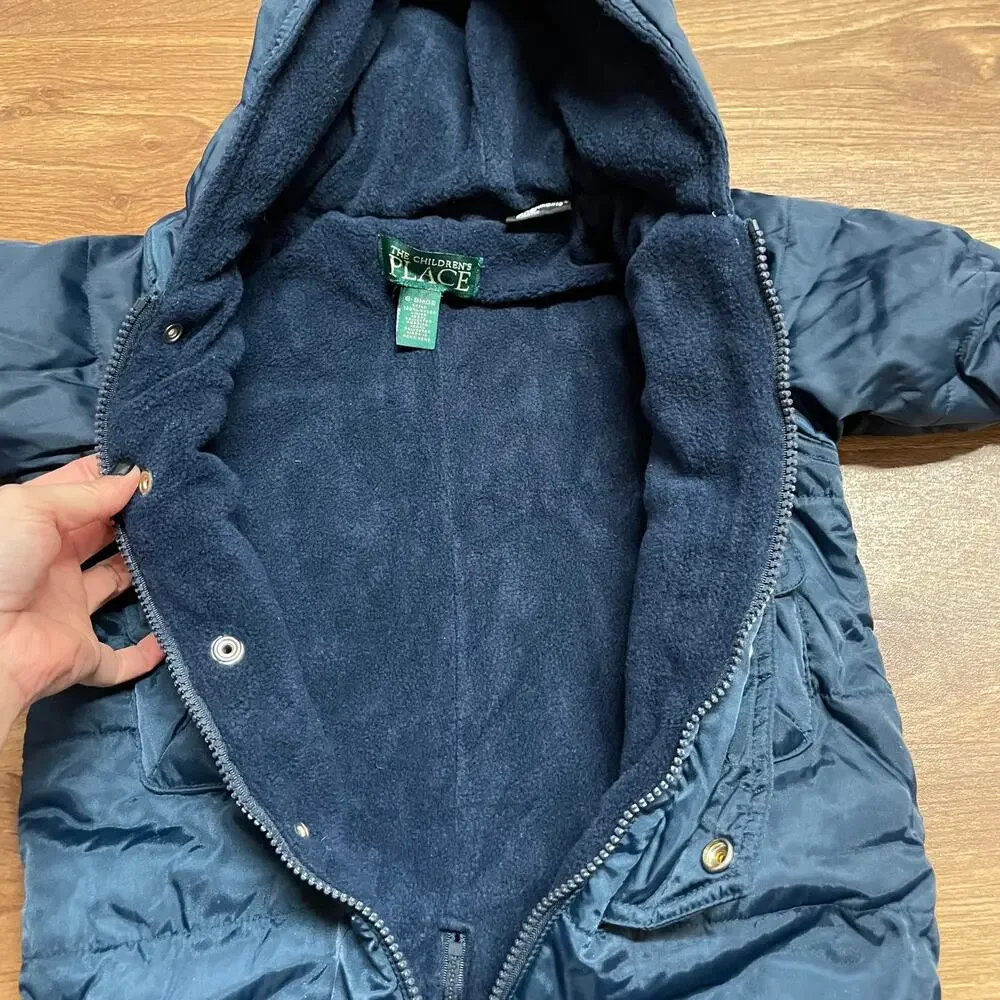Childrens Place Navy Blue Nylon Puffer Snow Suit Bay Size 6-9M Months Winter